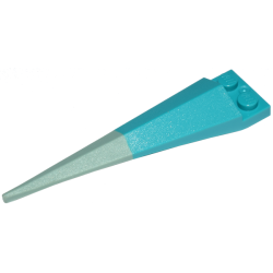 Plate, Modified 1 x 2 with Angular Extension with Molded Flexible Rubber Sand Green Tip Pattern - Dark Turquoise
