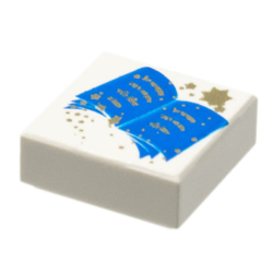 Tile 1 x 1 with Blue Open Book and Gold Stars Pattern