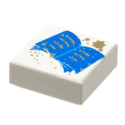 Деталь LEGO 3070px8 Tile 1 x 1 with Blue Open Book and Gold Stars Pattern