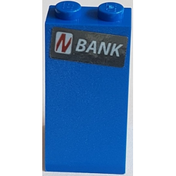 Slope 75 2 x 2 x 3 - Solid Studs with Slanted Red Letter N in White Rounded Rectangle and White 'BANK' Pattern (Sticker) - Set 76082 Slope 75 2 x 2 x 3 - Solid Studs with Slanted Red Letter N in White Rounded Rectangle and White 'BANK' Pattern (Sticker) - Set 76082