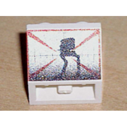 Деталь LEGO 3660pb007 Slope, Inverted 45 2 x 2 with Flat Bottom Pin with Screen with Black AT-ST, Red Lines, Fade at Bottom Pattern