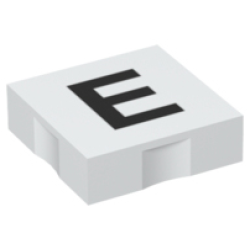 Duplo, Tile 2 x 2 with Black Capital Letter E Pattern