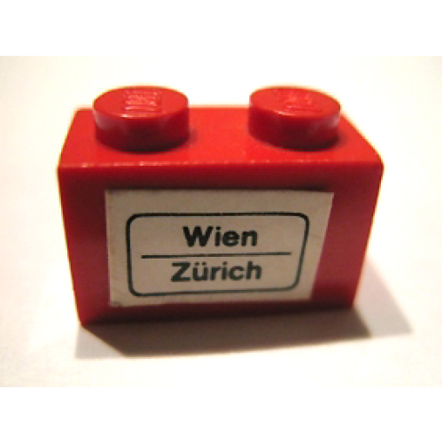 Деталь LEGO 3004pb067 Brick 1 x 2 with 'Wien - Zürich' (Zurich) Pattern (Sticker) - Set 164