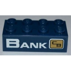 Brick 2 x 4 with 'BANK' and City Bank Logo Pattern (Sticker) - Set 3661