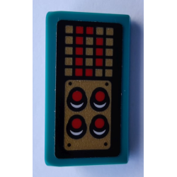 Slope 30 1 x 2 x 2/3 with 4 Red Buttons and Pixelated Display with Letter D Pattern (Sticker) - Set 80012