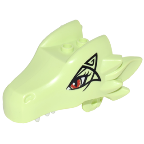 Деталь LEGO 24196pb05 Dragon Head (Elves) Jaw Upper with Red Eyes and Black Pattern (Ashwing)