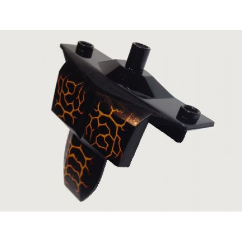 Деталь LEGO 24301pb01 Large Figure Torso Armor Shoulder Studs with Bright Light Orange and Dark Red Cracks Pattern (Sparkks)