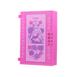 Container, Book Cover Half, 16 x 12 x 2 2/3 with Lock Compartment (Storybook Adventures) with 'ISABELA' and Flowers, Bright Pink Panel Pattern Container, Book Cover Half, 16 x 12 x 2 2/3 with Lock Compartment (Storybook Adventures) with 'ISABELA' and Flowers, Bright Pink Panel Pattern