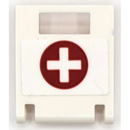 Деталь LEGO 4346pb50 Container, Box 2 x 2 x 2 Door with Slot with White Cross in Red Circle Pattern (Sticker) - Set 42069