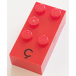 Brick, Braille 2 x 4 with 5 Studs with Black Capital Letter C with Cedilla (Ç) Pattern (dots-12346 ⠯) (French with Antoine Numbers)