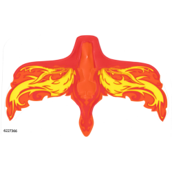 Plastic Wings with Yellow and Orange Flames on Red Background Pattern
