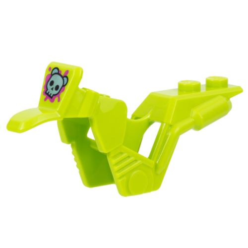 Деталь LEGO 75522pb03 Motorcycle Fairing, Stuntz Dirt Bike with Metallic Light Blue Bear Skull on Magenta Splotch Pattern