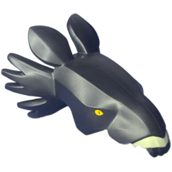 Creature Head, Avatar Thanator with Bright Light Orange Eyes and Dark Tan Gum Pattern Creature Head, Avatar Thanator with Bright Light Orange Eyes and Dark Tan Gum Pattern