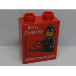 Duplo, Brick 1 x 2 x 2 with Merry Christmas LEGOLAND Discovery Centre Elf 2018 Pattern Duplo, Brick 1 x 2 x 2 with Merry Christmas LEGOLAND Discovery Centre Elf 2018 Pattern