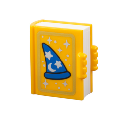 Duplo Utensil Book with Molded White Pages and Printed Blue Wizard Hat, Gold Border, Silver Crescent Moon, Stars, Sparkles, and Dots Pattern