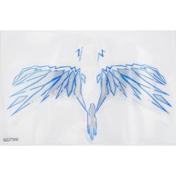 Plastic Wings with White, Gray, and Blue Lightning on Trans-Clear Background Pattern