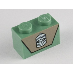 Brick 1 x 2 with Army Emblem on Dark Tan Background Pattern