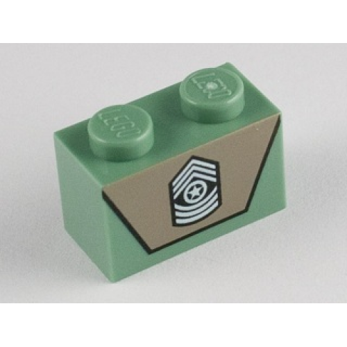 Деталь LEGO 3004pb103 Brick 1 x 2 with Army Emblem on Dark Tan Background Pattern