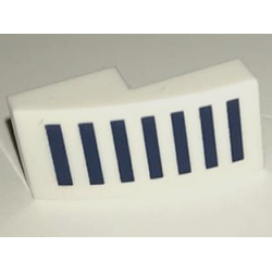 Slope, Curved 2 x 1 x 2/3 with 7 Dark Blue Stripes Pattern (BrickHeadz Commander Cody Helmet Side)