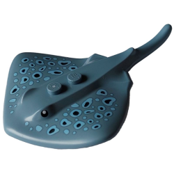 Manta Ray / Stingray with 2 Studs with Black Eyes and Bright Light Blue with Black Spots Pattern
