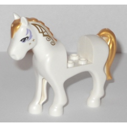 Horse, Friends Style with 2 x 2 Cutout with Lavender Eyes and Face Decoration, Gold Mane and Tail Pattern