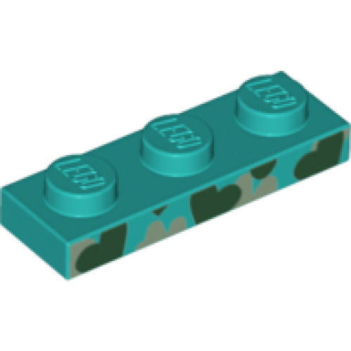 Деталь LEGO 3623pb009 Plate 1 x 3 with Black and Silver Heart Camouflage Pattern (Unikitty)