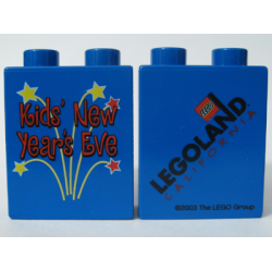 Duplo, Brick 1 x 2 x 2 with Kids' New Year's Eve 2003 Pattern Duplo, Brick 1 x 2 x 2 with Kids' New Year's Eve 2003 Pattern