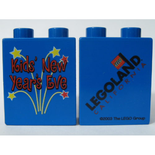 Деталь LEGO 4066pb152 Duplo, Brick 1 x 2 x 2 with Kids' New Year's Eve 2003 Pattern