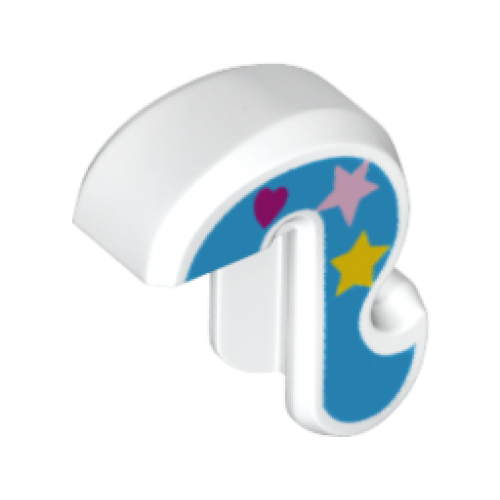 Деталь LEGO 15429pb08 Cat Tail with Dark Azure Sides and Stars and Hearts Pattern