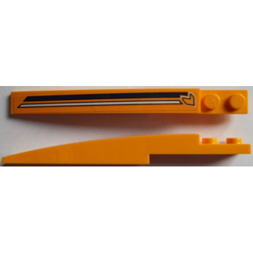 Деталь LEGO 85970pb021R Slope, Curved 10 x 1 with Dark Blue and White Stripes Pattern Model Right Side (Sticker) - Set 60151