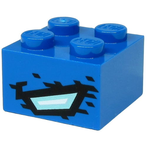 Деталь LEGO 3003pb110 Brick 2 x 2 with Metallic Light Blue and White Quadrilateral and Black Stripes and Spots (Dragon Eye) Pattern on Two Sides