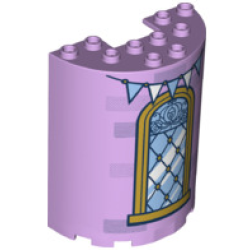 Cylinder Half 3 x 6 x 6 with 1 x 2 Cutout with Curved Lattice Window and Bunting Pattern Cylinder Half 3 x 6 x 6 with 1 x 2 Cutout with Curved Lattice Window and Bunting Pattern