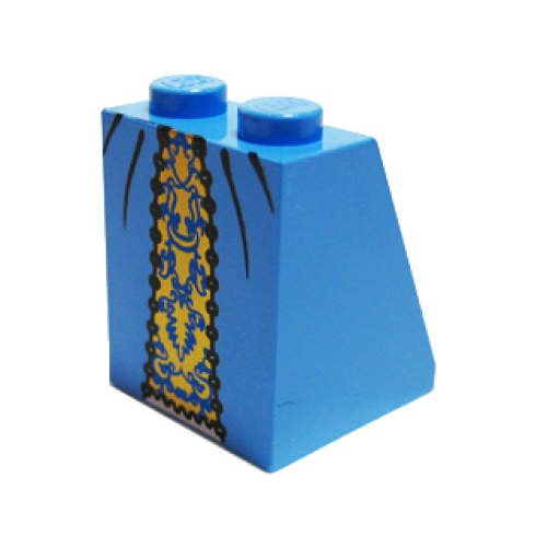 Деталь LEGO 3678bpb018 Slope 65 2 x 2 x 2 with Bottom Tube with Minifigure Dress / Skirt / Robe, Gold Panel Pattern