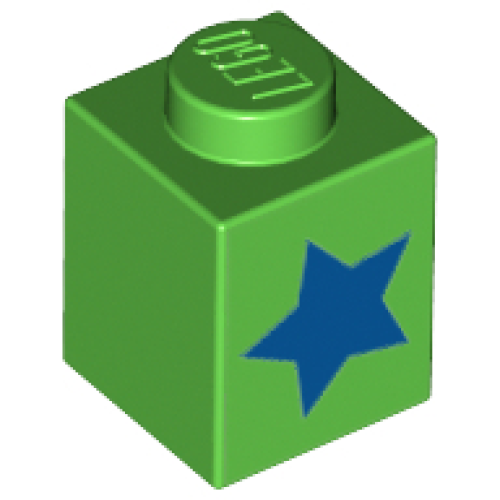 Деталь LEGO 3005pb046 Brick 1 x 1 with Blue Star Pattern