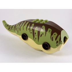 Dinosaur Body Triceratops with Olive Green Top with Dark Brown Stripes and Spots Pattern