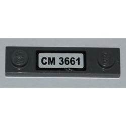Plate, Modified 1 x 4 with 2 Studs without Groove with 'CM 3661' Pattern (Sticker) - Set 3661 Plate, Modified 1 x 4 with 2 Studs without Groove with 'CM 3661' Pattern (Sticker) - Set 3661