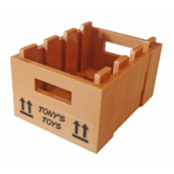 Container, Crate 3 x 4 x 1 2/3 with Handholds with 'TONY'S TOYS' and Arrows Pattern on Both Ends (Stickers) - Set 76167