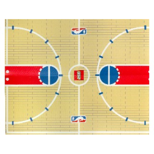 Деталь LEGO 3428pls01 Plastic Part for Set 3428 - Tan Playmat with NBA Basketball Court Pattern
