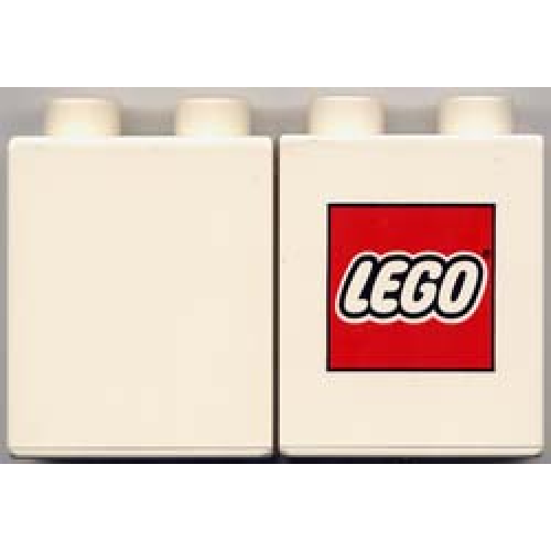 Деталь LEGO 4066pb254 Duplo, Brick 1 x 2 x 2 with LEGO Logo Small Pattern