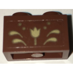 Brick 1 x 2 with Gold Flower and Scrollwork Pattern (Sticker) - Set 41068 Brick 1 x 2 with Gold Flower and Scrollwork Pattern (Sticker) - Set 41068