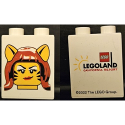 Duplo, Brick 1 x 2 x 2 with Tiger Woman Minifigure Head (Halloween / Brick or Treat) and LEGOLAND CALIFORNIA RESORT Pattern Duplo, Brick 1 x 2 x 2 with Tiger Woman Minifigure Head (Halloween / Brick or Treat) and LEGOLAND CALIFORNIA RESORT Pattern
