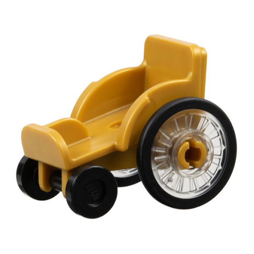 Деталь LEGO 2135c01 Mini Doll, Utensil Wheelchair with Trans-Clear Wheelchair Wheels with Technic Pin Hole and Black Trolley Wheels (2135 / 80441pb01 / 2496)