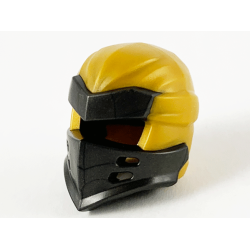 Minifigure, Headgear Ninjago Wrap Type 7 with 4 Slits on Front with Molded Pearl Dark Gray Armor Pattern Minifigure, Headgear Ninjago Wrap Type 7 with 4 Slits on Front with Molded Pearl Dark Gray Armor Pattern