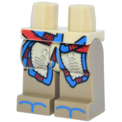 Hips and Dark Tan Legs with Tan Skirt with Trim, Blue Sandals, Red Sash on Hips and Legs Pattern Hips and Dark Tan Legs with Tan Skirt with Trim, Blue Sandals, Red Sash on Hips and Legs Pattern