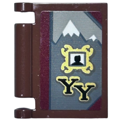 Minifigure, Utensil Book Cover with Snow Covered Mountains, Black Silhouette in Gold Frame and Black 'YY' Pattern (Sticker) - Set 76389 Minifigure, Utensil Book Cover with Snow Covered Mountains, Black Silhouette in Gold Frame and Black 'YY' Pattern (Sticker) - Set 76389
