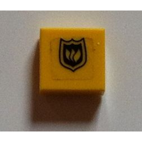 Деталь LEGO 3070pb054 Tile 1 x 1 with Black Fire Logo Badge Pattern (Sticker) - Set 7240