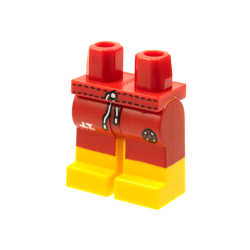Деталь LEGO 970c03pb25 Hips and Yellow Legs with Red Swim Trunks with White 'JT' Pattern