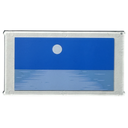 Glass for Window 1 x 4 x 6 with Blue Sky, White Moon, Bright Light Blue and Medium Blue Ocean / Sea Water Pattern
