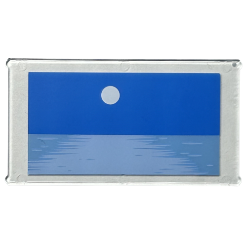 Деталь LEGO 57895pb129 Glass for Window 1 x 4 x 6 with Blue Sky, White Moon, Bright Light Blue and Medium Blue Ocean / Sea Water Pattern