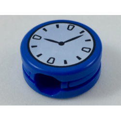 Minifigure, Head, Modified Cookie Shape with White Clock and Black Hands Pattern (Clock King)
